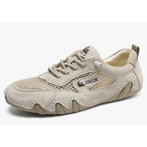 Handmade Men's Genuine Leather Trail Shoes for Walking Slip-on Summer Mesh Sports Shoes Breathable Non-Slip Sneakers Size 7