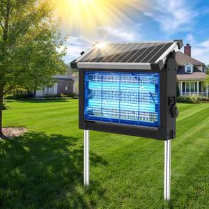 Solar Bug Zapper Outdoor, Mosquito Zapper Waterproof Electric Fly Zapper Rechargeable Mosquito Killer Lamp with 10W Solar Panel, 4500V Cordless Fly Trap for Backyard, Patio, Garden, RV, Camping (Dark Black)