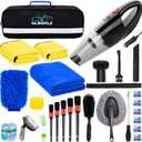 30PCS Car Wash Cleaning Kit - High Power Portable Car Vacuum Cleaner, Car Interior and Exterior Detailing Set with Cleaning Gel, Duster, Brush, Towels, Wash Mitt