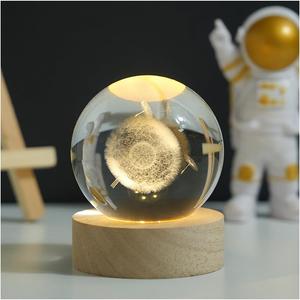 Lizihengpi 3D Crystal Ball Night Light Mood Lighting Cozy Comfort Gifts Home Decor lamp for Bedroom Space Lamps Happy Cozy Comfort Gifts (Dandelion)