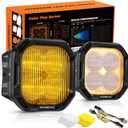 Auxbeam Color Play Series SAE Fog Lights, No Brackets Included, 3 Inch 100W Offroad LED Pods, Amber White DRL & Turn Signal, Dual Color Lens Covers, for Ford Honda Nissan Subaru Acura Lexus Toyota