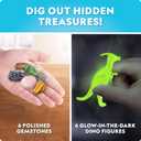 Blue Marble Easter Eggscavation Dig Kit - 12 Easter Egg Dig Bricks with Real Gemstones & Glow in The Dark Dinosaur Figures, Includes Dig Tools, Egg Hunt or Dig Party Activity, Easter Basket Stuffers
