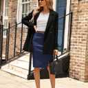 Kate Kasin Women's Bodycon Pencil Skirt with Belt Solid Color Hip-Wrapped