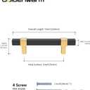 Goldenwarm 30 Pack Cabinet Handles Black and Gold Cabinet Pulls 3 Inch Hole Center Drawer Pulls Modern Bar Dresser Handles for Bathroom Kitchen Bedroom, Zinc Alloy