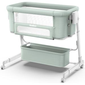 NeoBorn 4-in-1 Baby Bassinet, Rocking Bedside Bassinet, Green
Sturdy Wide Base, 7 Height Adjustments, with Comfy Mattress, Waterproof Sheet & Wheels for Newborns