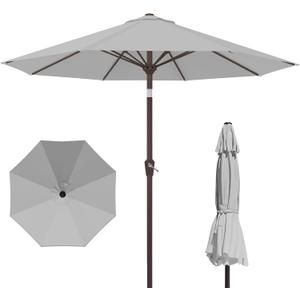 PatioKingdom 10FT Patio Umbrella with Push Button Tilt and Crank, Outdoor Market Umbrella with 8 Fiberglass Ribs, UV Protection Table Umbrella for Pool,Backyard,Garden,Deck