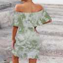 PinkPatty Summer Mini Dress for Women Off Shoulder Ruffled Bodycon Dresses Short Beach Sundress (XL)