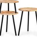 Frcctre 3 Pack Indoor Plant Stand, Wooden Mid Century Plant Stand Tall Plant Table Plant Holder Plant Riser for Flower Pots, Modern Home Decor Octagonal Shape Small Side End Table