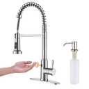 Touchless Kitchen Faucet, KEER Smart Motion Sensor Hands Free Single Handle Spring Kitchen Sink Faucet with Pull Down Sprayer, Brushed Nickel