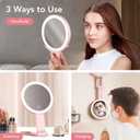 LitBear Travel Makeup Mirror with Lights, Rechargeable Double-Sided 10X/1X Magnifying Mirror, Portable Lighted Beauty Mirror, 3 Color Lighting, Dimmable Touch Screen, Tabletop Handhold Hanging (Pink)