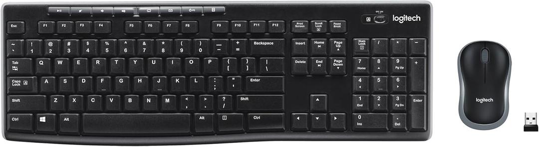 Logitech MK270 Wireless Keyboard and Mouse Combo for Windows, 2.4 GHz Wireless, Compact Mouse, 8 Multimedia and Shortcut Keys, 2-Year Battery Life, for PC, Laptop - Black (1 Pack)