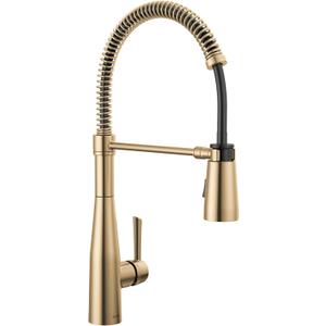 Delta Essa Pro Style Commercial Kitchen Faucet with Pull Down Sprayer, Brushed Gold Single Hole Kitchen Sink Faucet, Single Handle, Champagne Bronze 9613-CZ-DST