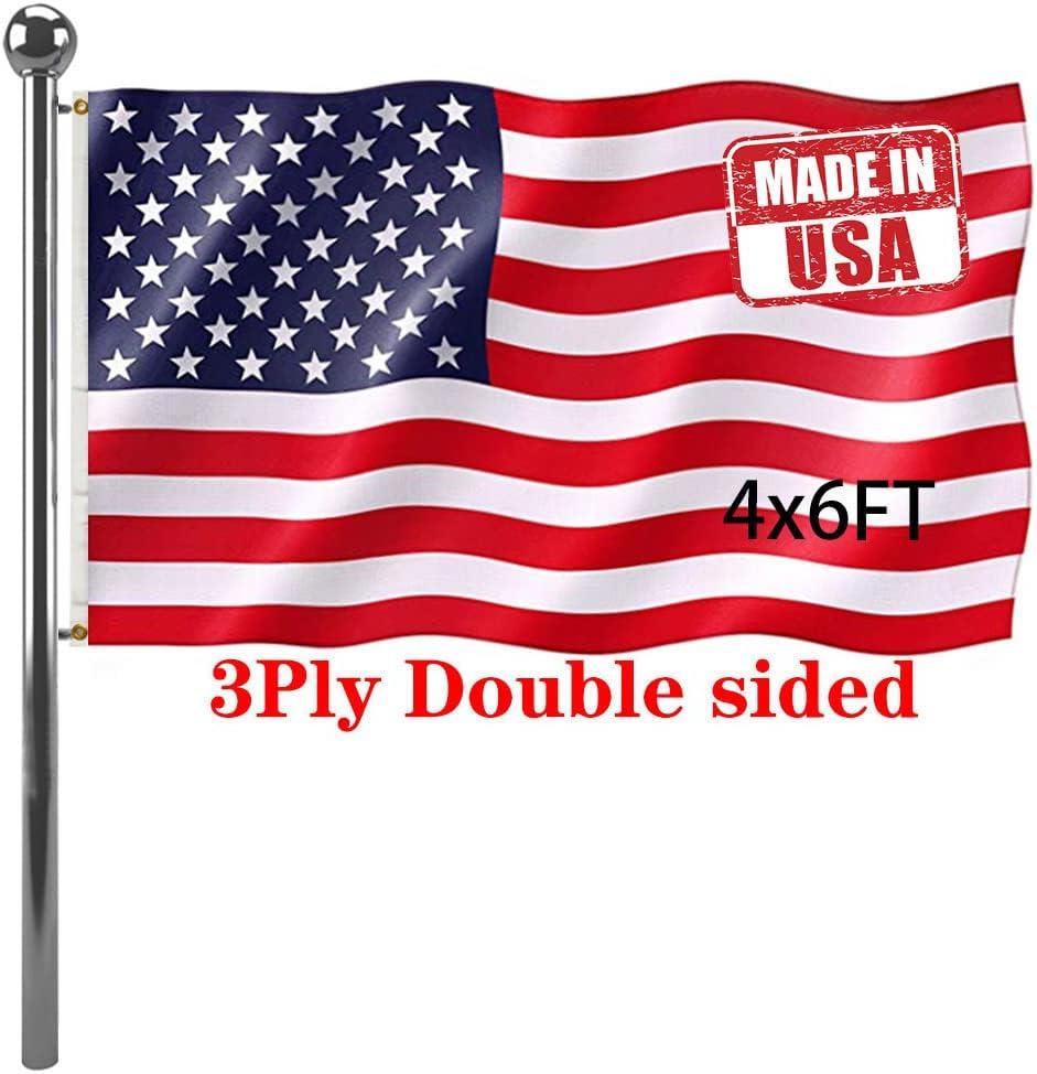 Jayus American US Flag 4x6 FT Outdoor Double Sided - Vivid Color 220D Heavy Duty United States Flag Banner with 2 Grommets