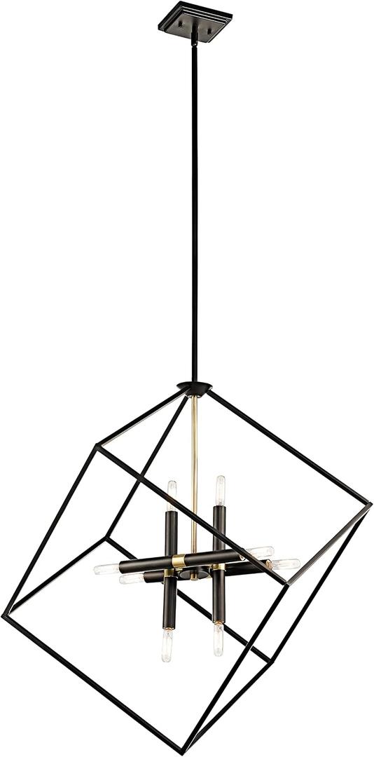 Kichler Cartone 8-Light Pendant Light, Alabaster Glass, Bronze