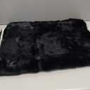 Ghouse Ultra Soft Faux Rabbit Fur Rug, Machine Washable Area Rugs for Bedroom Fluffy Rugs for Living Room, no-Shedding Carpet Sheepskin Rug Black 2x3 Feet