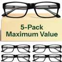 Gaoye Professional Reading Glasses for All Day - Computer Readers with Blue Light Protection - Value Pack (B1-5 Pack Light Black)