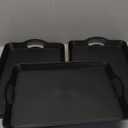 Plastic Serving Tray with Handles, 3 Pack Serving Trays for Breakfast/Coffee, Serving Platter Set, Black, 16.5"x 11"
