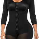 SHAPERX Women's Fajas Colombianas Shapewear Postpartum Tummy Control Arm Slimming Full Body Shaper with Zipper Crotch, Size L