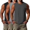 Ficerd Only 2 Pack Men's Big Tall Tank Tops, Cotton Moisture Wicking Muscle Shirts Sleeveless Solid Color Basic Tee Shirts 4XL