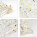 SUNGULF 100Pcs 6x9 Inches Sheer Organza Drawstring Pouches Stars And Moon Wedding Party Favor Jewelry Candy Gift Bags (White)