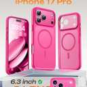 TOCOL for iPhone 17 Pro Case, Compatible with Magsafe Charger, Full Camera Protection, Translucent Matte Phone Case for 17 Pro 6.3 inch (Hot Pink)