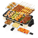 Electric Indoor Grill 1500W -2 in 1 Smokeless Indoor Grill for Kitchen with Non-stick Removable Grill & Griddle Plate,Temperature Control Korean BBQ Grill with 3 Cheese Pans Dishwasher Safe