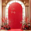 6.6FT Red Arch Cover-Sequin Spandex Fitted Wedding Arch Cover Round Top Chiara Background Covers for Birthday Party Baby Shower Photo Arch Stand Decoration