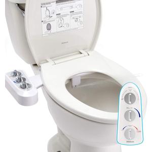 Hibbent Bidet Attachment for Toilet, Self Cleaning Dual Nozzle, Hot & Cold Water Spray Non-Electric Mechanical Bidet Toilet Seat for Rear or Female Washing Sanitizing, Adjustable Water Pressure, White