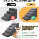 CiWiVOKi Dog Stairs for Bed, 5-Step Dog Steps for Couch and High Bed, Non-Slip Pet Stairs, 24" High Sofa Foam Ramp - Best for Small Pets, Older Cats with Joint Pain