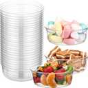 50 Pcs 8 oz PET Round Food Storage Container Clear Plastic Container Bulk Disposable Small Bowl for Fruit Soup Meal Prep Travel Home Kitchen Supplies