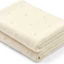 Huxie Organic Cotton Blanket 30" x 40" - Pointelle Knitted Baby Blankets for Boys and Girls - Light and Soft Blanket for Babies (Ivory)