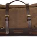 Trip Machine Company Motorcycle Genuine Leather Outlaw Saddlebag Bag with Mounting Strap and Rain Cover (Dark Brown, 17 L)
