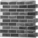 Art3d 10-Sheet Kitchen Backsplash Tiles Peel and Stick, Self Adhesive Wall Tile Sticker for Kitchen Island Bathroom Laundry Room RV Renter 12" x 12" - Smoky Black