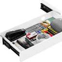 KHAMAL Under Desk Drawer Slide Out Large - Under Table Drawer 17.32" x 9.25", Pull-Out Storage Organizer With Cable Management For Home & Office (White)