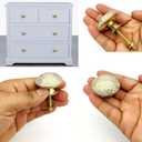 Handmade Brass White Brass Cabinet Knobs, Vintage Decorative Drawer Pulls for Trendy Cabinets, Modern Dressers & Cupboards, Brass Knobs for Kitchen & Furniture - Set of 6