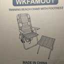 16" Heavy Duty Tall Beach Chair 17LBS with Camping Stool for Adults, Folding High Beach Chair with Face Hole Stripe