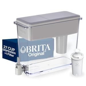 Brita UltraMax Large Water Dispenser With Standard Filter, BPA-Free, Reduces Copper, Cadmium and Mercury Impurities, Lasts 2 Months or 40 Gallons, Includes 1 Filter, Kitchen Accessories, Large 27-Cup (Gray)