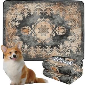Washable Pee Pads for Dogs, Reusable Puppy Training Pads 2 Pack. 36''x48'' Non-Slip and Leakproof Washable Pee Mat, Super Absorbent Dog Rugs, Whelping Pads for Crates and Floors (Gothic Gold)