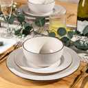 GBHOME Ceramic Dinnerware Sets,18 pcs Embossed Elegant Stoneware Plates and Bowls Sets, Housewarming Wedding Gift | Dishwasher & Microwave Safe | Dishes Set Service for 6