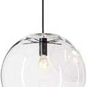 E27 Industrial Clear Glass Globe Shade Pendant Lighting Modern Kitchen LOFT Hanging Light-1 Light (20cm)