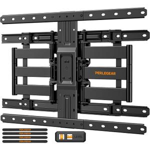 Perlegear Ultra Slim TV Wall Mount 1.1" Low Profile for 42-90" TVs, Fits 16"/24" Studs, Full Motion TV Mount Wall Bracket with Dual Articulating Arms, Swivel, Tilt, Max VESA 600x400mm, Holds 132lbs