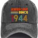 2 x Baseball Cap with Init ial Vintage Adjustable Sunflower Letter Sun Hat Fishing Hats,2025 Retirement Hat Giftss for Women Men (Grey)