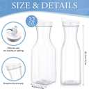 12 Square Plastic Water Carafe, 50 Ounce Large Water Bottles with Flip Tops, Clear Plastic Bottles for Home Bars Restaurants, Iced Tea, Juice, Lemonade, Milk, Cold Brew