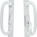 Keyed Sliding Patio Glass Door Handle Set Fits for Truth Legacy & Sash Controls P/N #2265, 45 Keyway w/o Mortise Lock, 3-15/16" Hole Centers, Non-Handed, White Diecast, B Position, Offset Handle