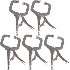 findmall 5Pcs 6 Inch Locking C Clamps with Swivel Pads Heavy Duty C-Type Locking Plier Table and Tool Vise Grip for Shop Home Farm and Automotive DIY Woodworking Welding Cabinetry Pocket Hole Joinery