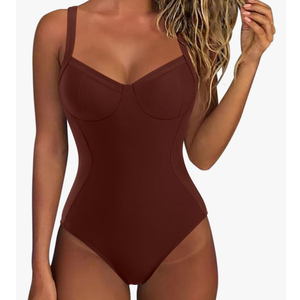 SUUKSESS Womens Tummy Control One Piece Swimsuit Sexy Crisscross Back Bathing Suit M