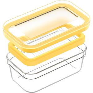 Airtight Butter Slicer Cutter, Stick Butter Storage Case with Lid for Fridge (Medium-Yellow)