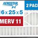 Aerostar 16x25x5 MERV 11-2 Count - Pleated HVAC, Furnace & Air Conditioner Filters - Removes Dust, Cold & Flu Germs, Lint, Mold, Pet Dander, Allergy-Causing Pollen, Smog & Smoke