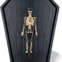 Halloween Decorations Coffin Charcuterie Board in Bamboo Wood with Macabre Skeleton Design - Gothic Theme Trays for Spooky Snacks and Appetizers (15.6" x 11" x 0.8")