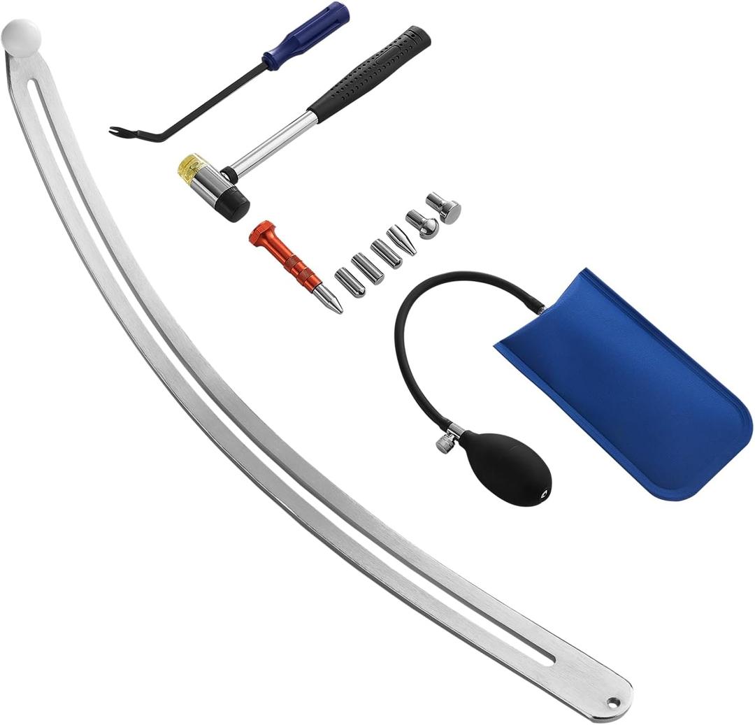 VEVOR Dent Puller Kit, Paintless Car Dent Removal Tool, Auto Fender Damage Repair Puller Lifter with Curved Rod, Crowbar, Rubber Hammer, Airbag, Detachable & Repair Pens, Replacement Heads Tools Kit